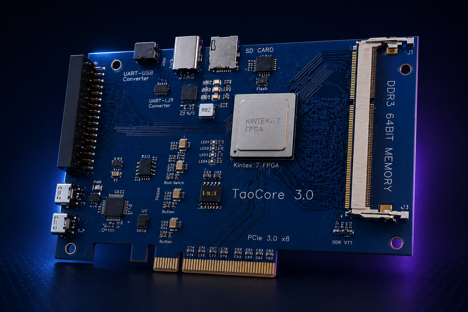 Enhanced render of the TaoTern TaoCore board